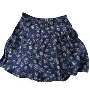 Amanda Smith pure silk mini skirt, navy print, 12